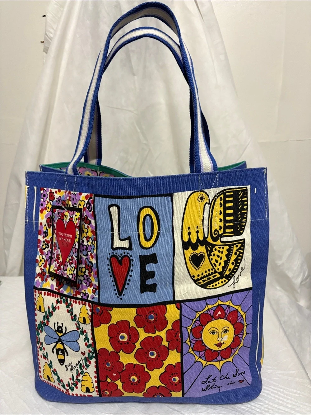 Brighton Multicolor Patchwork LOVE Print Canvas Tote